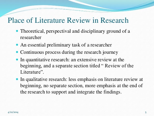 purpose of literature review in quantitative research