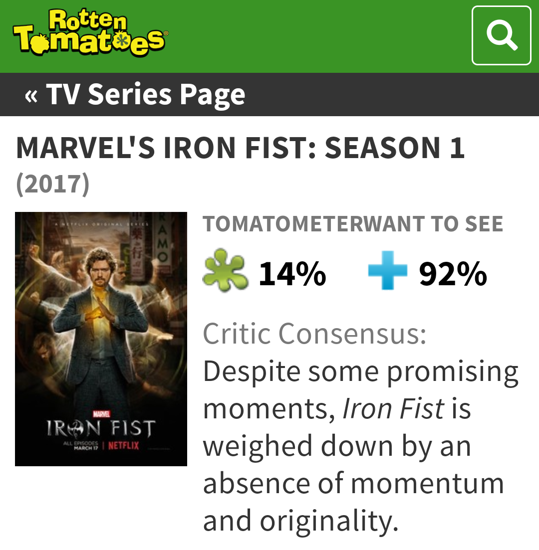 iron fist review rotten tomatoes