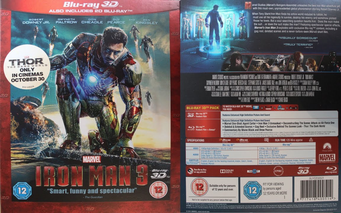 iron man 3 3d blu ray review